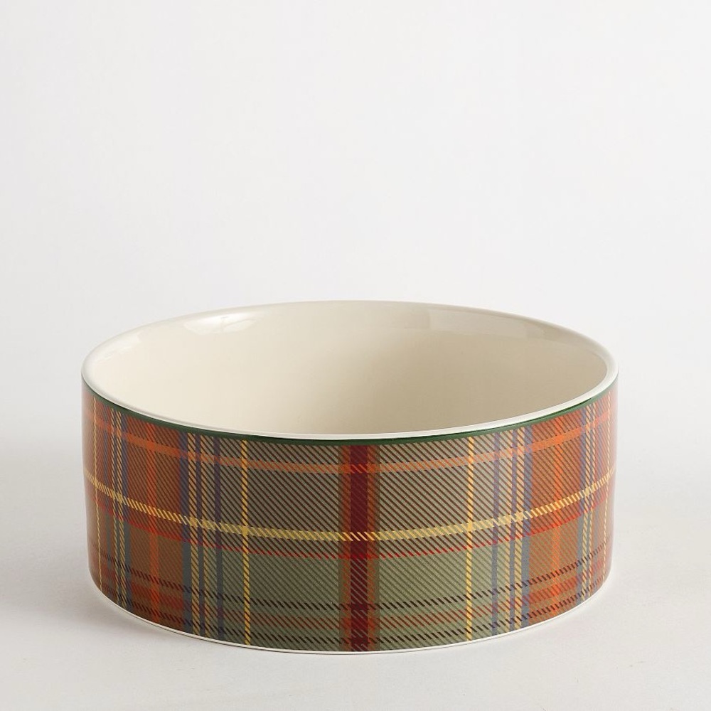 Set of 2 | Pottery Barn Woodrow Plaid Pet Bowl, Medium